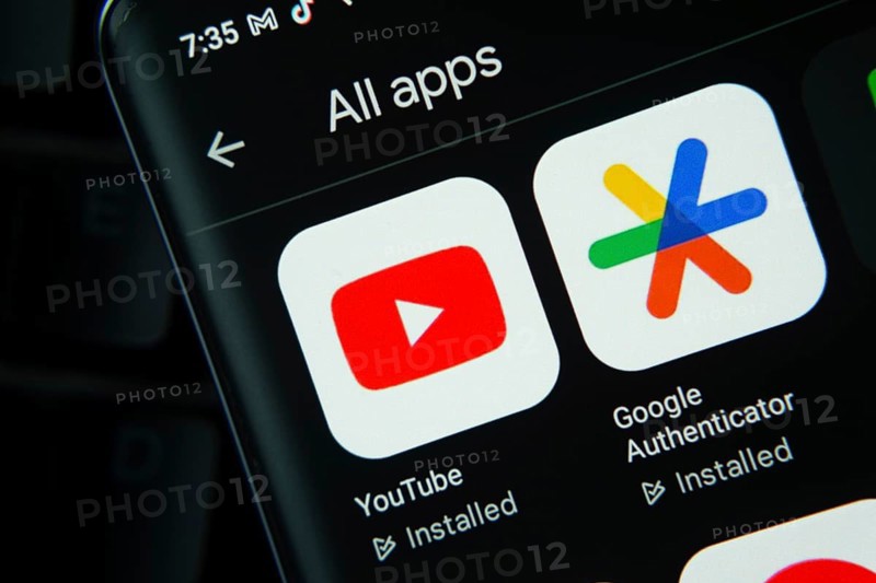 Dhaka, Bangladesh- 27 July 2025: Youtube, Google Authenticator app from Google Playstore is displayed on a smartphone screen
