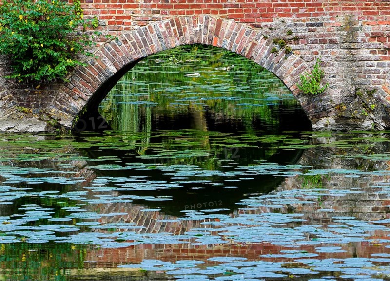 Arched bridge, Senden Castle, Senden, North Rhine-Westphalia, Germany