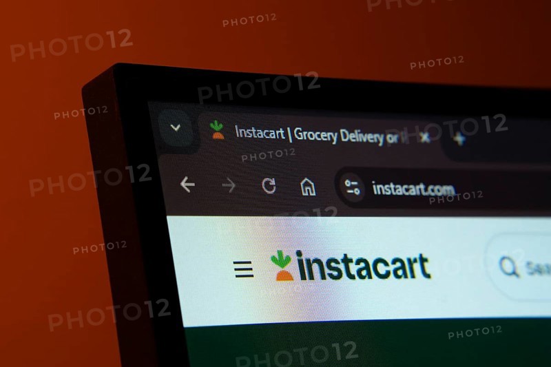 Dhaka, Bangladesh- 02 June 2025: Close-up of a computer screen displaying the Instacart web interface in dark mode