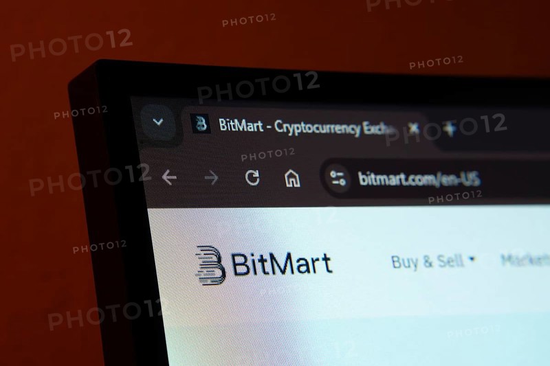 Dhaka, Bangladesh- 02 June 2025: Close-up of a computer screen displaying the BitMart web interface in dark mode