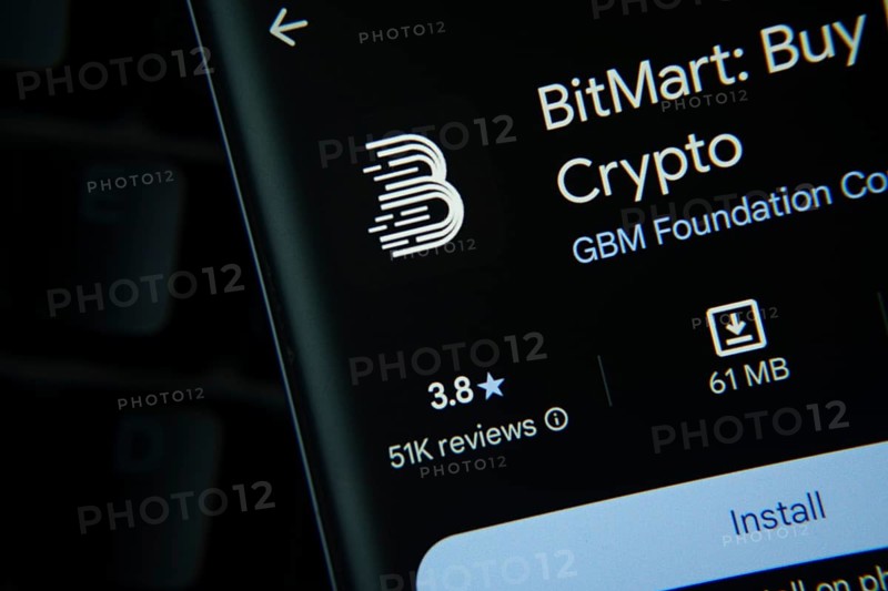 Dhaka, Bangladesh- 27 July 2025: BitMart app from Google Playstore is displayed on a smartphone screen
