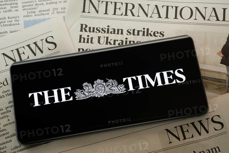 Dhaka, Bangladesh - 18 March 2025: The logo of the times is displayed on a smartphone screen