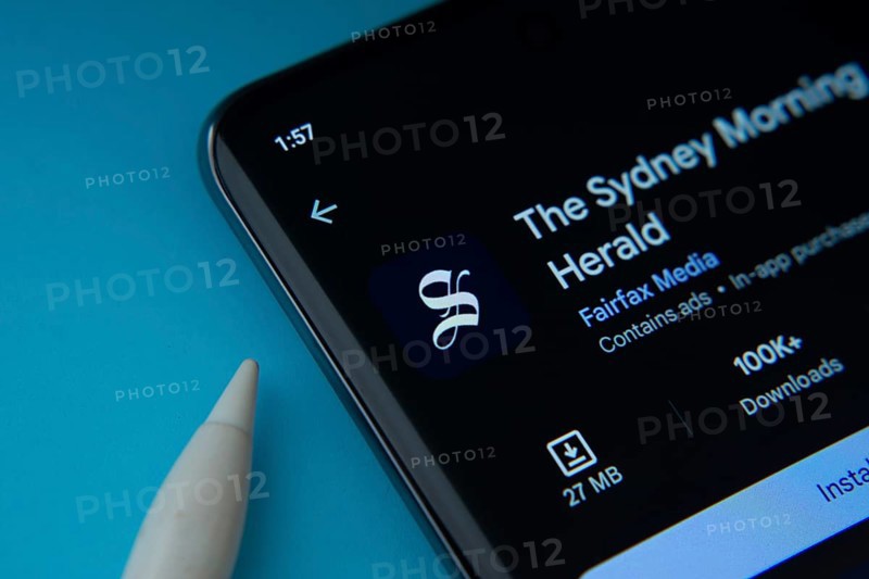 Dhaka, Bangladesh- 18 March 2025: The sydney morning herald app from Google Playstore is displayed on a smartphone screen