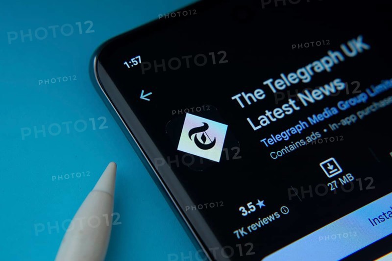 Dhaka, Bangladesh- 18 March 2025: The telegraph app from Google Playstore is displayed on a smartphone screen