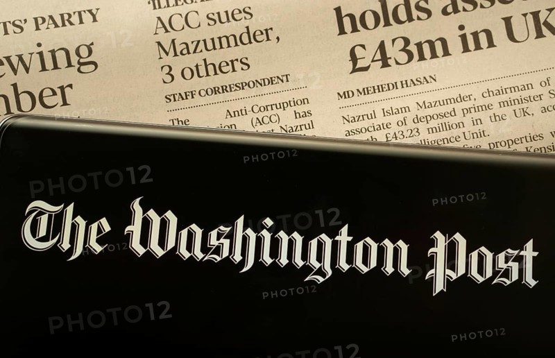 Dhaka, Bangladesh - 18 March 2025: The logo of the washington post is displayed on a smartphone screen