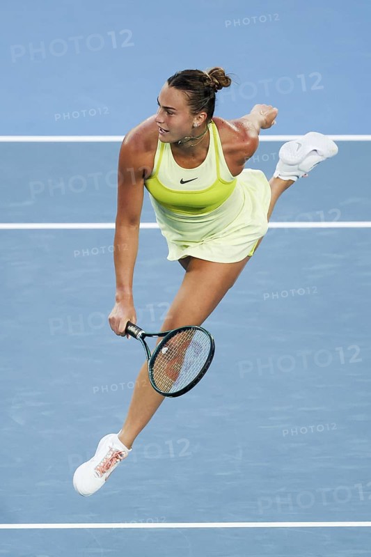 MELBOURNE, AUSTRALIA - JANUARY 12: Aryna Sabalenka whilst playing Sloane Stephens of the USA on day 1 of the 2025 Australian Open