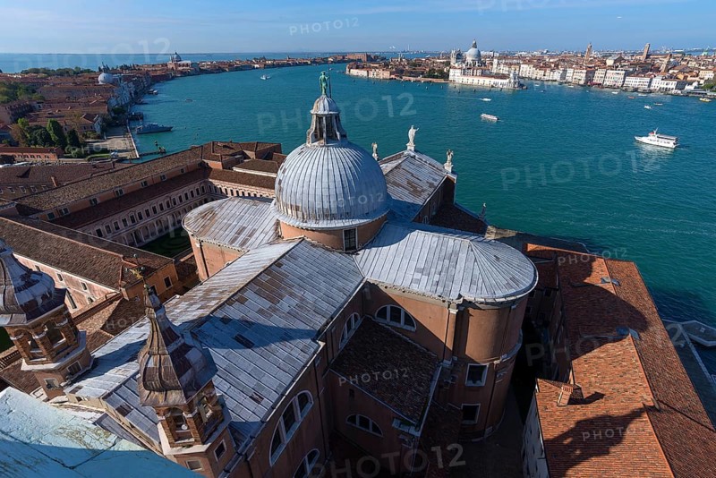 View from the church of San Giorgio Maggiore of Venice with the church of Santa Maria della Salute, Venice, Veneto, Italy