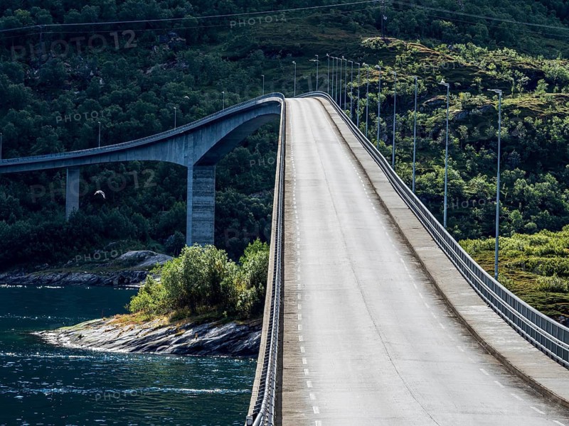 Mjosund Bridge (Norwegian: Mjøsundbrua), bridge on road 848 east of Harstad, Norway