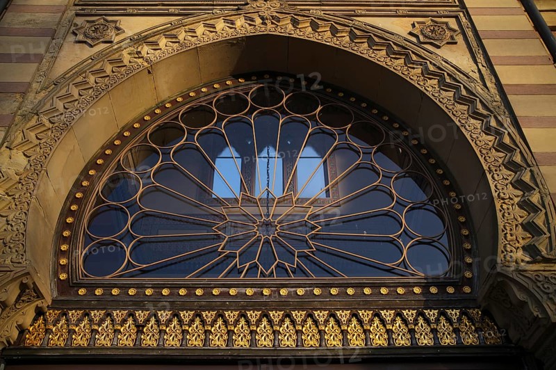 Close-up view, window. Halbrosette, Damascene Hall, Moorish Garden, Zoological-Botanical Garden, Wilhelma, Stuttgart, Baden-Württemberg, Germany