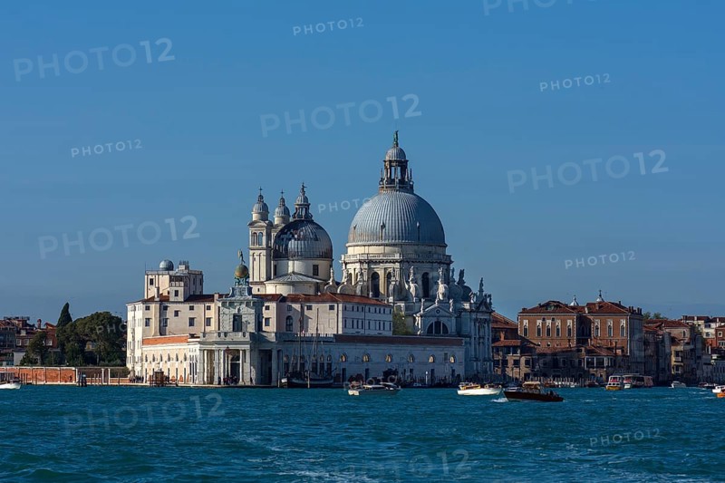 Santa Maria della Salute church, blue sky, Venice, Veneto, Italy
