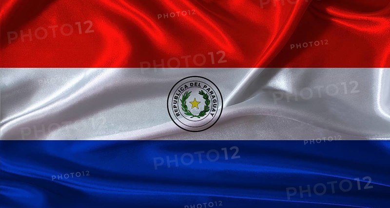 National flag of Paraguay with cloth texture. Paraguay flag with realistic texture background