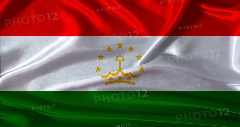 National flag of Tajikistan with cloth texture. Tajikistan flag with realistic texture background