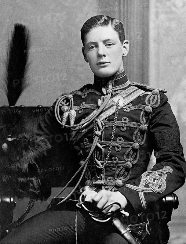 Winston Churchill, important statesman, particularly during the Second World War. Prime Minister, politician, writer and Nobel Prize winner for literature. As a lieutenant of the 4th Queen's Own Hussars 1895, Great Britain Contemporary history, historical