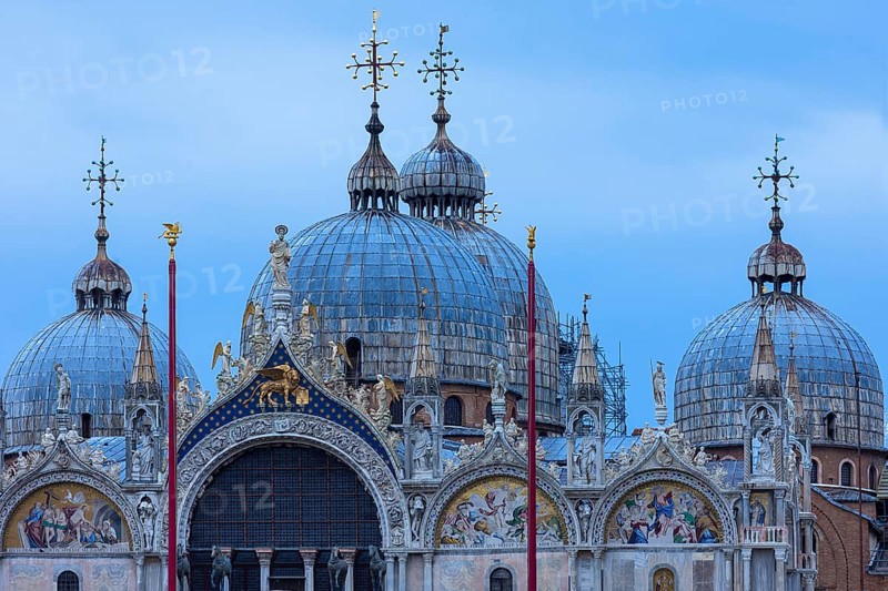 Domes of the Basilica di San Marco in the early morning, Venice, Veneto, Italy