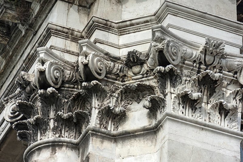 Corinthian capitals of a church, Venice, Veneto, Italy