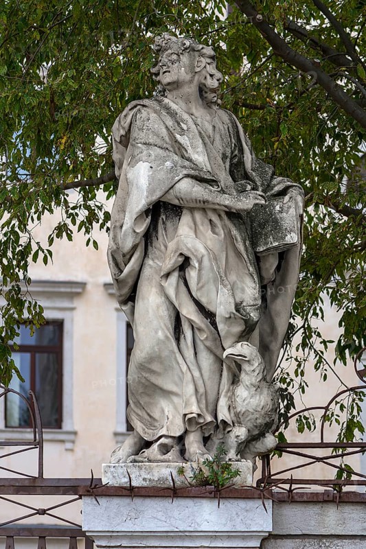 Biblical sculpture with eagle, Venice, Veneto, Italy
