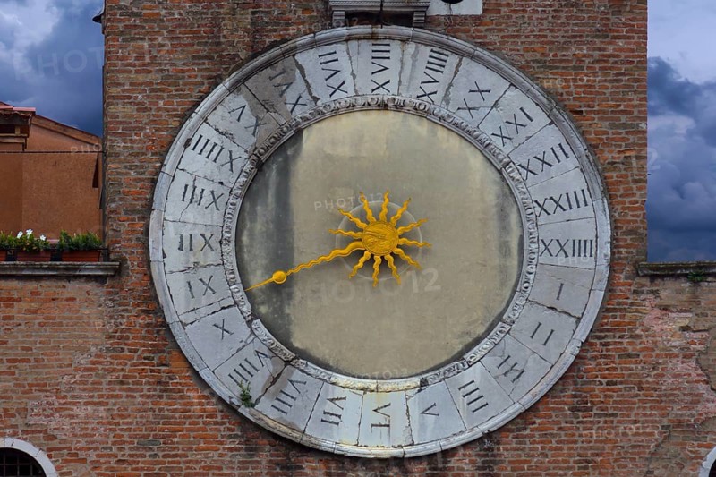 Historic sundial at San Giacomo di Rialto church, Venice, Veneto, Italy