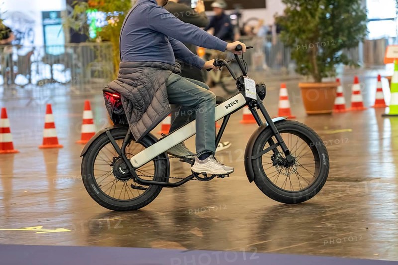 Test drives of new bikes at the public trade fair Fahrrad Essen, in the halls of Messe Essen, retailers and manufacturers show everything about bicycles, e-bikes, accessories, Brekr, Urban Electric Bikes, North Rhine-Westphalia, Germany