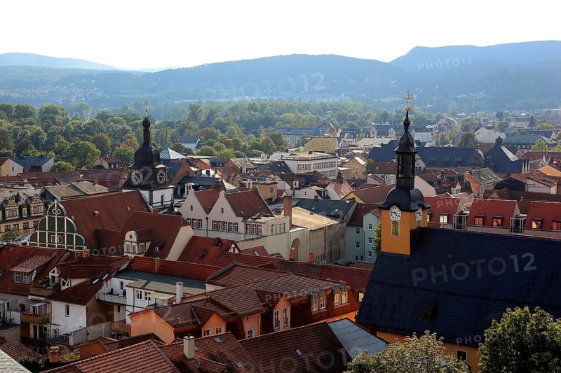 View of the city from Heidecksburg, Rudolstadt, Saalfeld-Rudolstadt district, Thuringia, Germany
