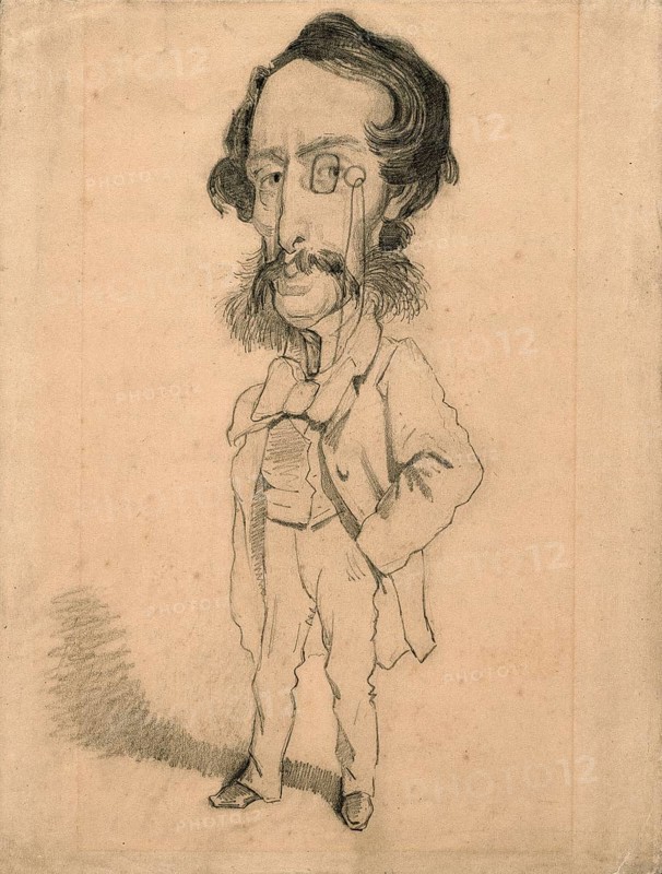 Claude Monet (b. 14 November 1840 in Paris as Oscar-Claude Monet, d. 5 December 1926) important French painter, Impressionist style. Here is his work, Caricature of Mario Uchard (c. 1858), Caricature of Mario Uchard (c. 1858), Caricature of a man with a monocle and moustache in an elegant suit