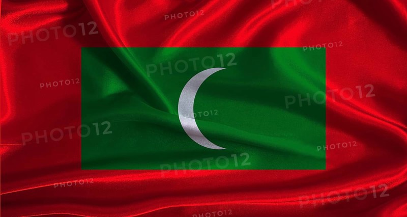 Maldives flag with cloth textured background. National flag of Maldives with realistic texture