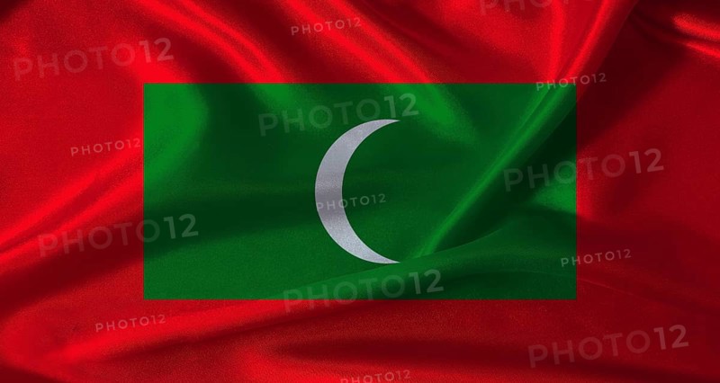 National flag of Maldives with cloth texture. Maldives flag with realistic texture background