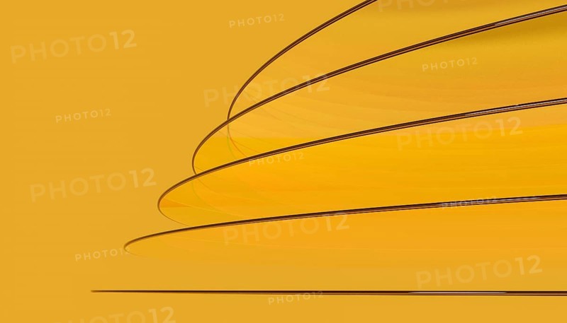 Abstract 3D render showcasing a vibrant crystal like structure with a smooth, glossy texture. The design features overlapping translucent layers against yellow background, creating a modern and minimalist aesthetic