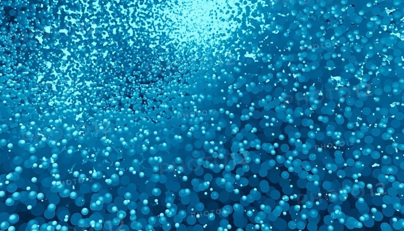 A large collection of vibrant blue spheres in various sizes, rendered in 3D to create a visually rich and textured surface