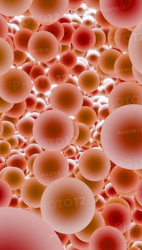 This is a detailed 3D render portraying multiple layers of spherical balls in varying shades of pink and white. Each sphere features subtle texture differences and varying focal blur, creating a visually mesmerizing depth effect