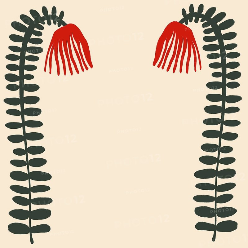 Artistic depiction of two stylized flowers with red petals and green stems against a light background, suitable for creative and decorative uses