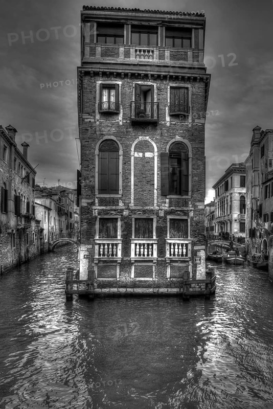 Historic Palazzo Tetta, black and white, Venice, Veneto, Italy