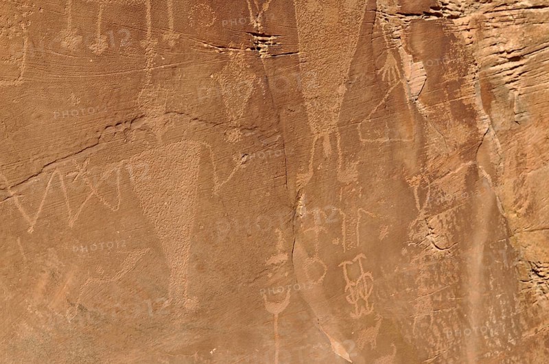 Part of a rock with ancient petroglyphs from the Fremont culture, Dinosaur National Monument, Utah, USA