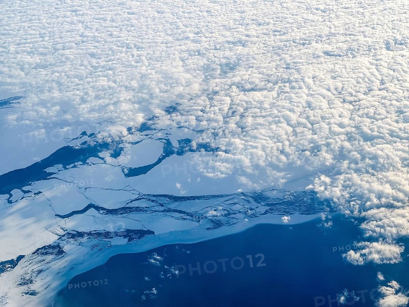 Structures in ice, frozen sea, Bothnia, aerial view, Gulf of Bothnia