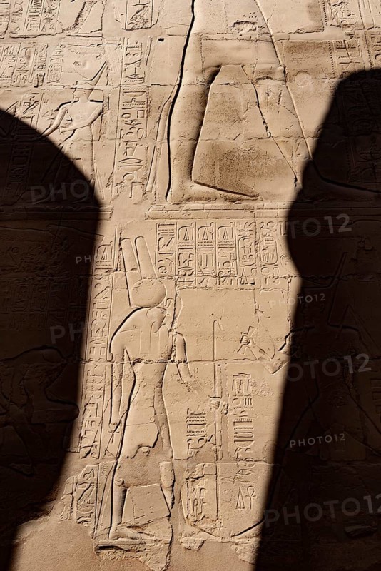 Egyptian hieroglyphs and Pharaoh Kings of Ancient Egypt, Historical City of Thebes, beside the Nile in Luxor, Egypt