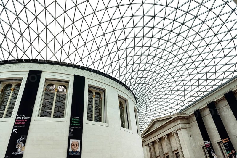 August 2nd 2023. London, United Kingdom Architecture of the Entrance Hall to the British Museum, London, United Kingdom