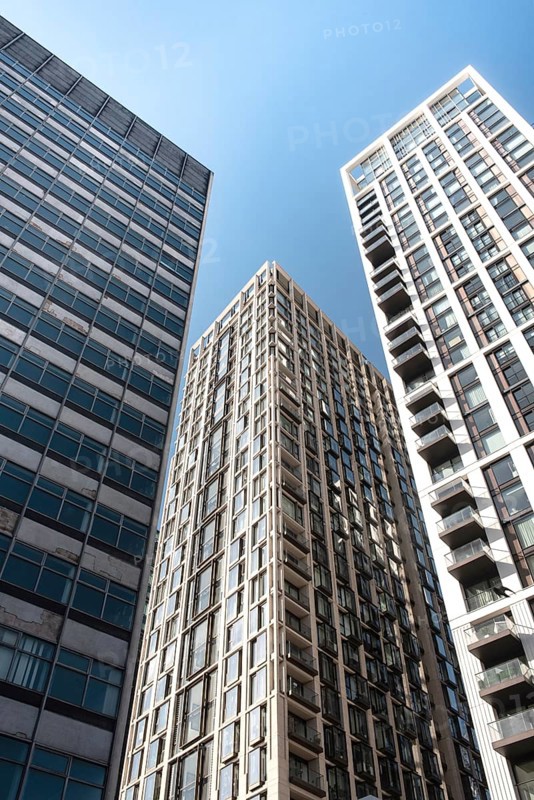 Dynamic high rise glass fronted British architecture, a business district on the south bank of the River Thames in London, capital city of the United Kingdom