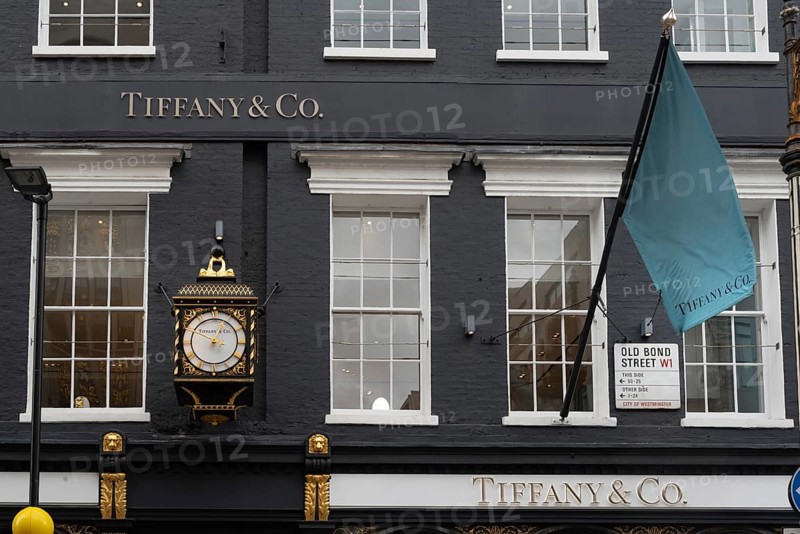 London, United Kingdom. August 2nd 2023 Tiffany and Co. Luxury Brand Store Front. Shopping in Old Bond Street, London, England