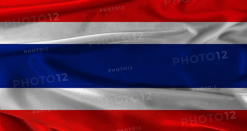 Flag of Thailand with fabric textured background. Close up of National flag of Thailand with realistic texture