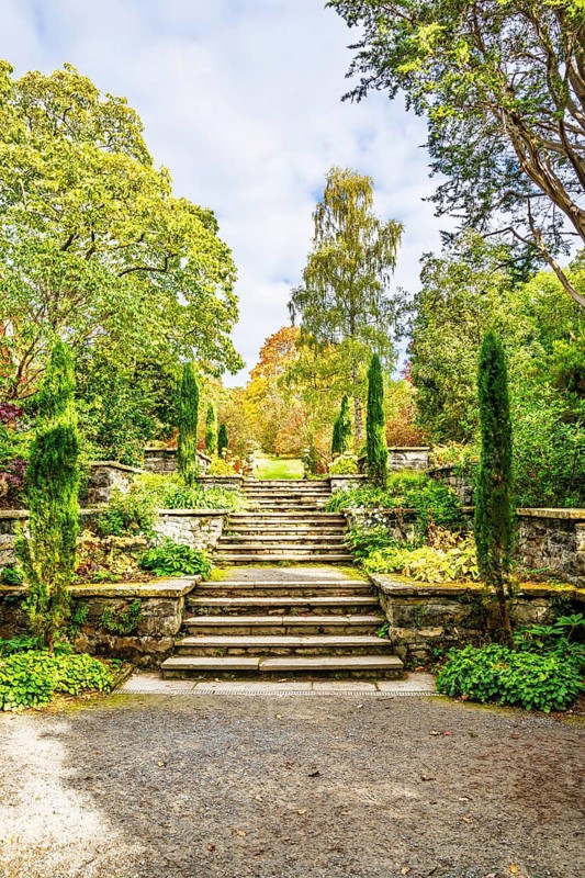 The color of autumn in Bodnant House and Garden, Conwy River, Colwyn Bay, Conwy, Wales, United Kingdom