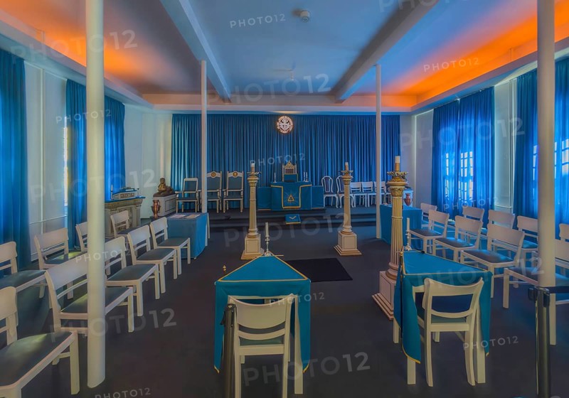 Masonic lodge interior panorama