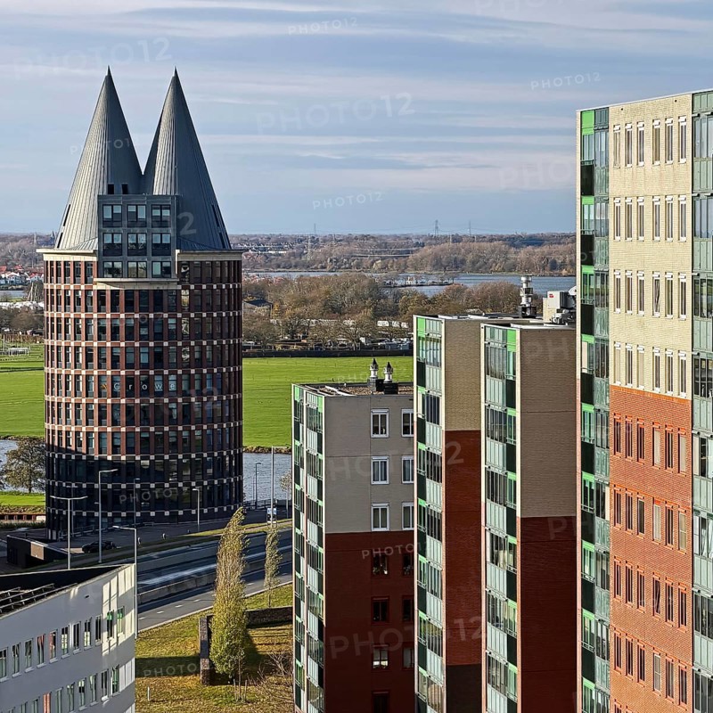 Regus Roermond Looskade, business center in Roermond, aerial view from the Ferris wheel, Limburg Province, Netherlands
