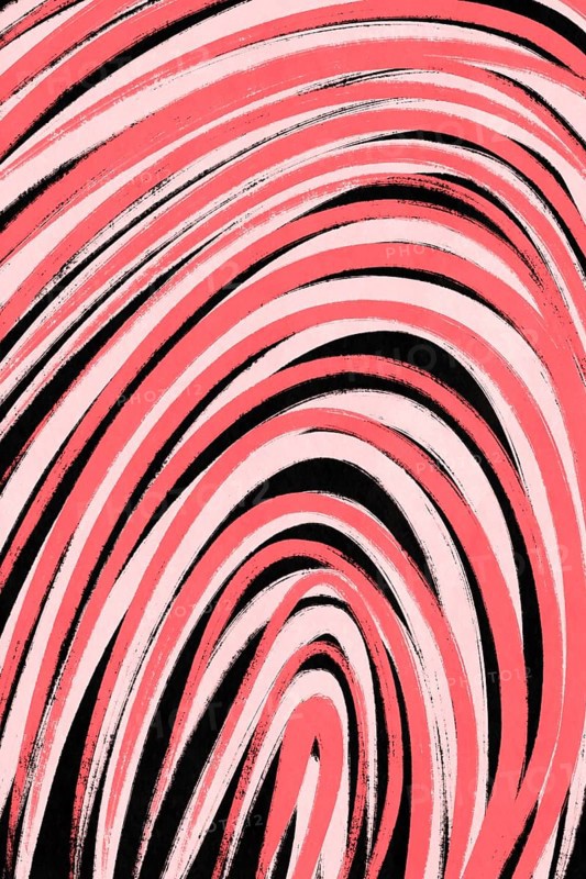 A bold, minimalistic illustration featuring swirling pink and black lines against a white backdrop. This design captures a dynamic, abstract movement ideal for modern decor