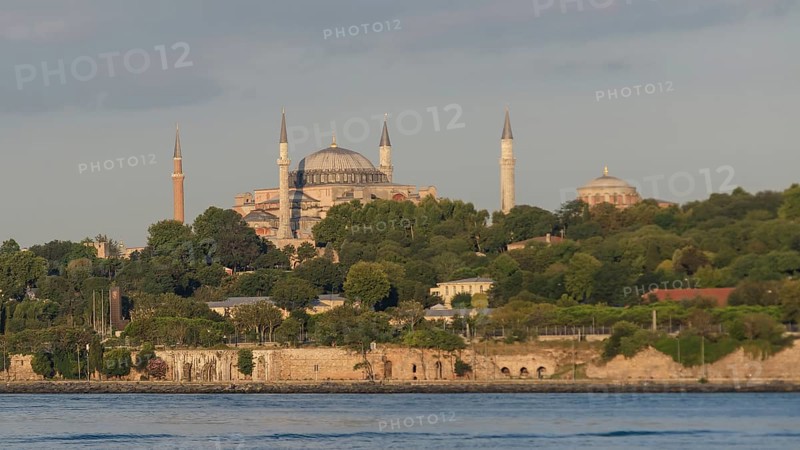 Istanbul, Turkey. August 19th 2014 Panorama of the Hagia Sofia from the Bosphorus, Istanbul, Turkey