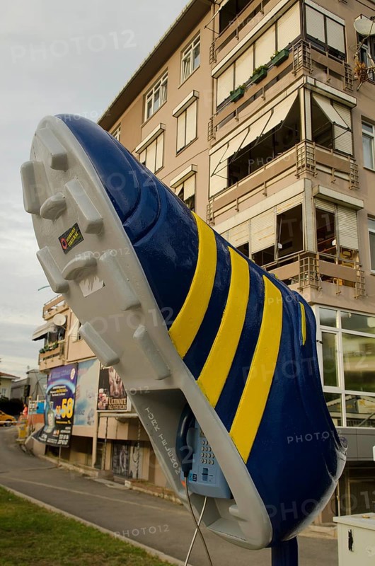 Istanbul, Turkey. September 16th 2013 Football Boot Shaped Public Telephone, Kadikoy, Istanbul