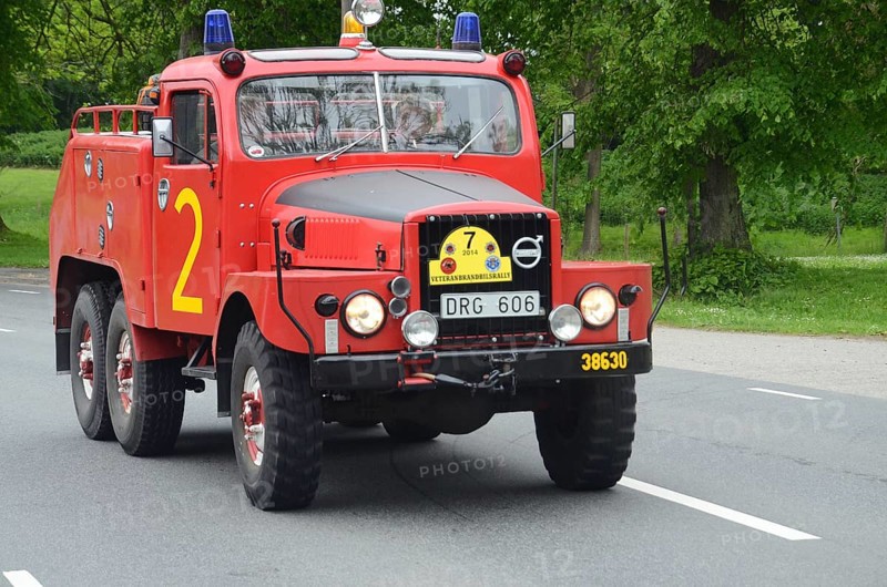 Volvo veteran fire truck built in 1956 at fire truck rally in Ystad, Skåne County, Sweden, Scandinavia