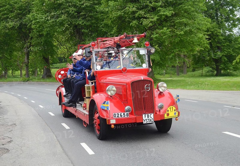 Volvo veteran fire truck built in 1940 at fire truck rally in Ystad, Skåne County, Sweden, Scandinavia