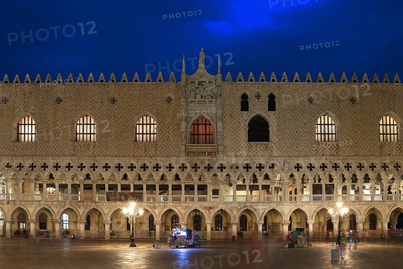 Piazzetta with the Ducal Palace in the evening, St. Mark's Square, Venice, Veneto, Italy
