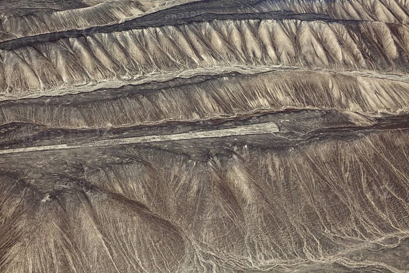 The famous geoglyphs from Nazca in Peru, captured from the air, The geoglyphs and paintings in the desert near Nasca and Palpa in Peru