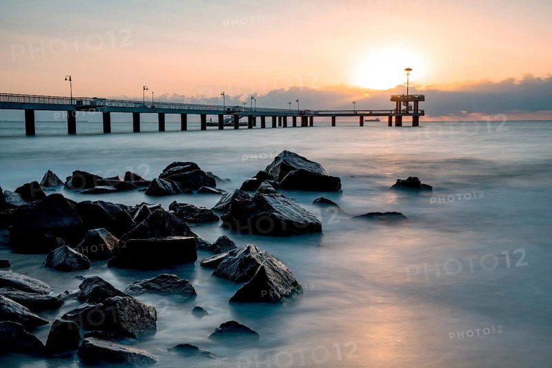 Black Sea Sunrise. The Pier at the Sea Garden, Burgas, Bulgaria