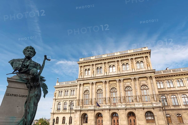 Budapest, Hungary. October 1st 2023 Hungarian Academy of Sciences, Magyar Tudomanyos Akademia, prestigious educational society of Hungary, located on the bank of the River Danube in Budapest, Hungary
